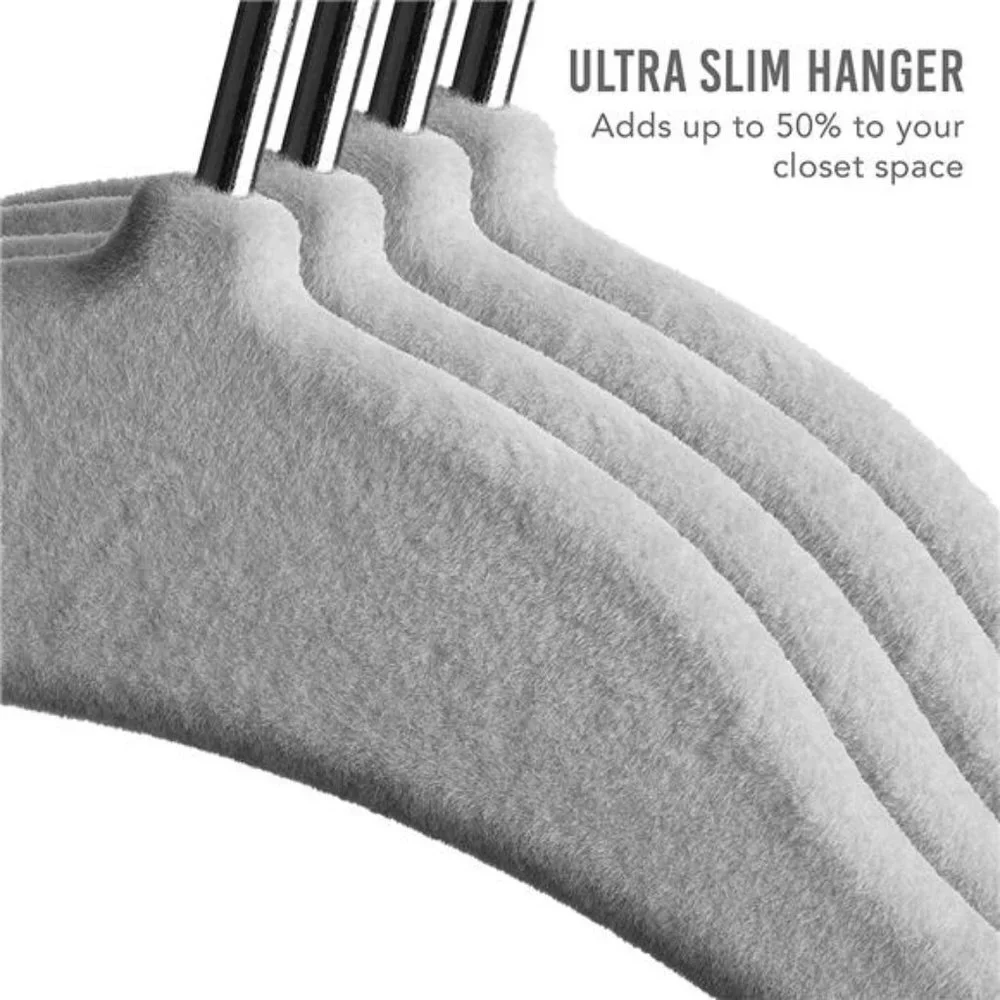 Pack of 20 Baby Hangers for Closet Velvet Grey